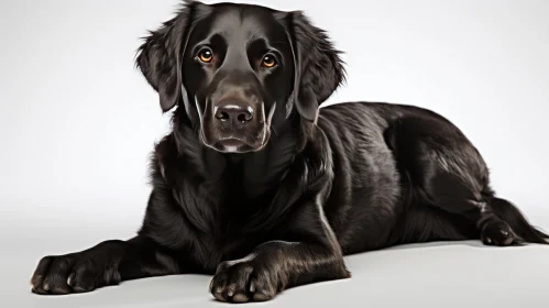 Black Labrador Retriever on White Background - A Captivating Portrait