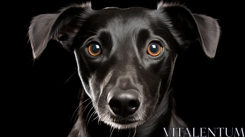 Captivating Black Dog Portrait on Dark Background AI Image