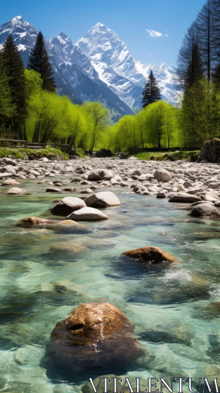 Captivating Rocks in Water: Charming Nature Scenes in Emerald and Azure AI Image