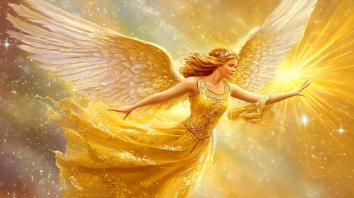 Radiant Angel with Golden Wings