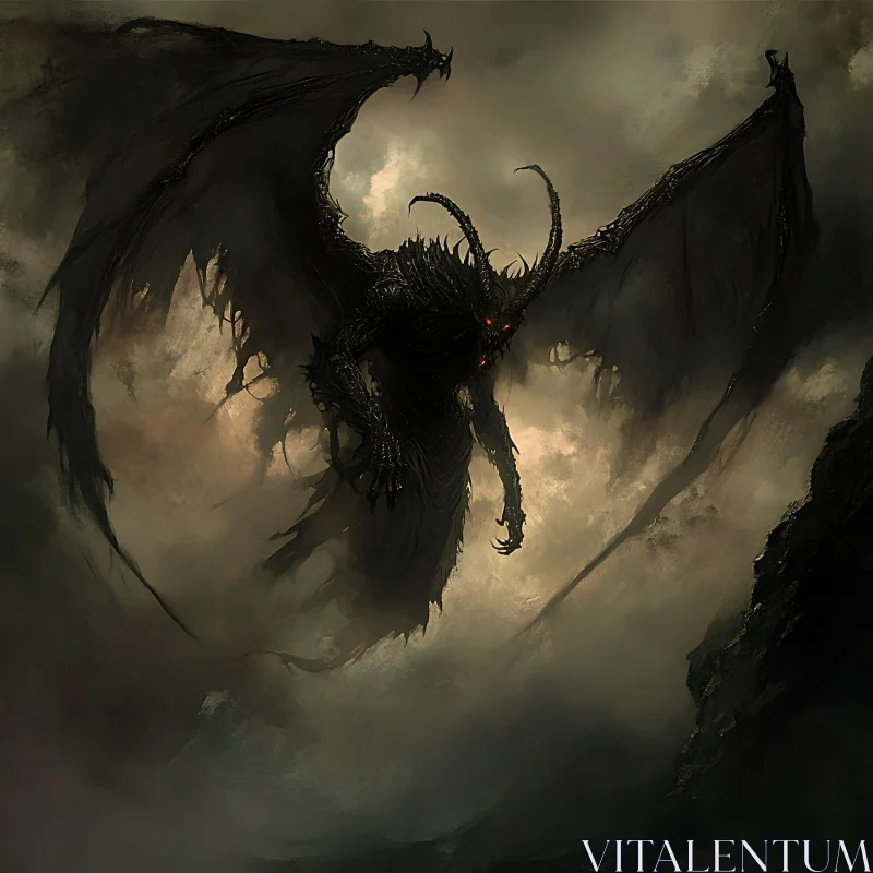 AI ART Shadowed Demon Rising from the Mist