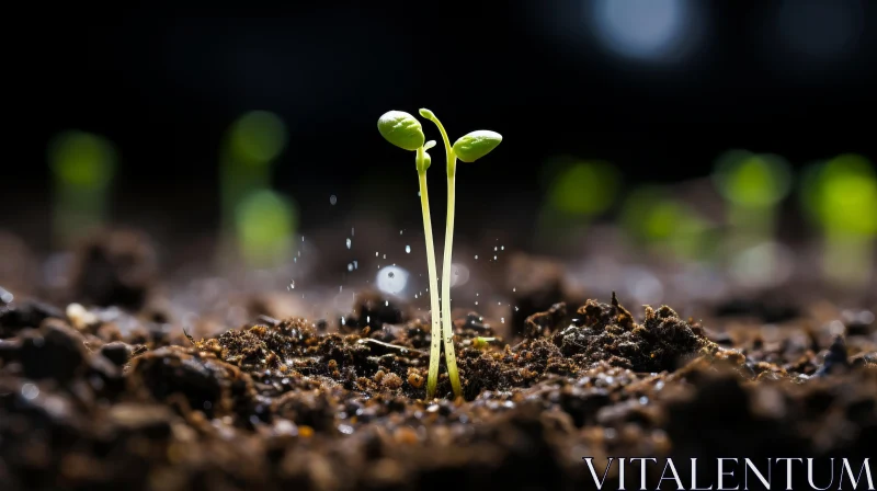 Nature's Resilience: Germinating Plant in Soil AI Image