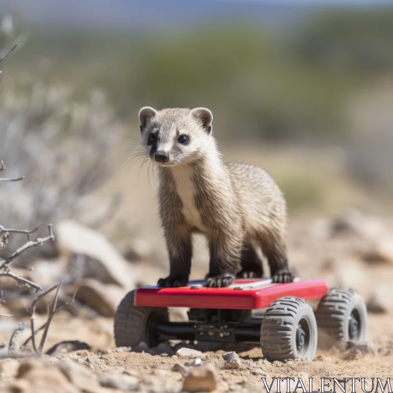 Robotic Ferret on ATV in Desert - A Vision of the Future AI Image