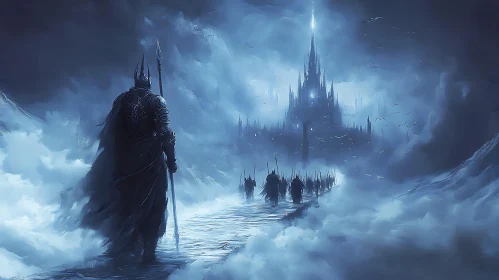 Fantasy Warrior and Castle Illustration