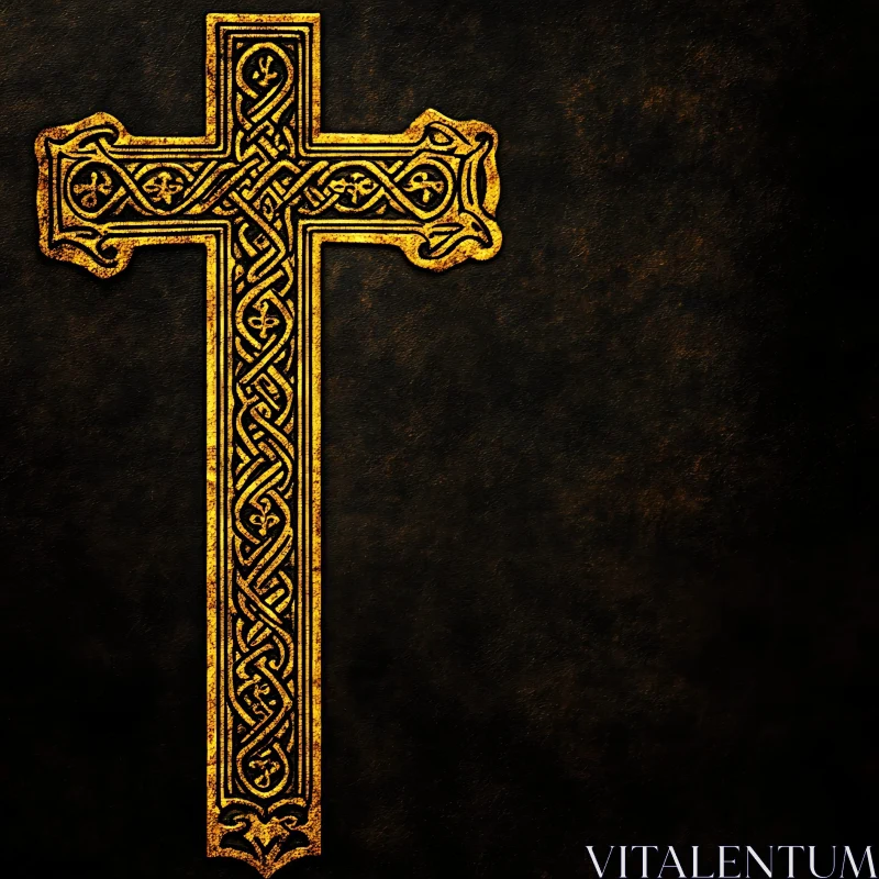 Intricate Gold Cross Religious Art
