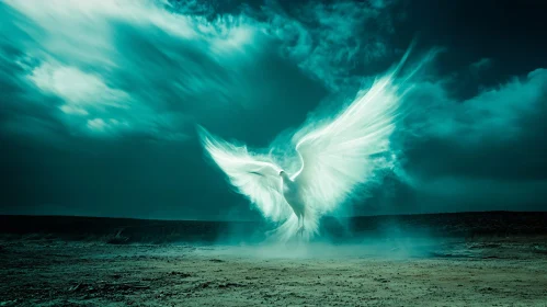 Soaring Bird with Teal Sky