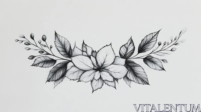 Intricate Black and White Flower Art AI Image
