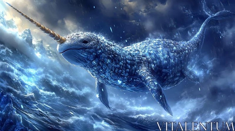 Spirited Narwhal in the Stormy Sea