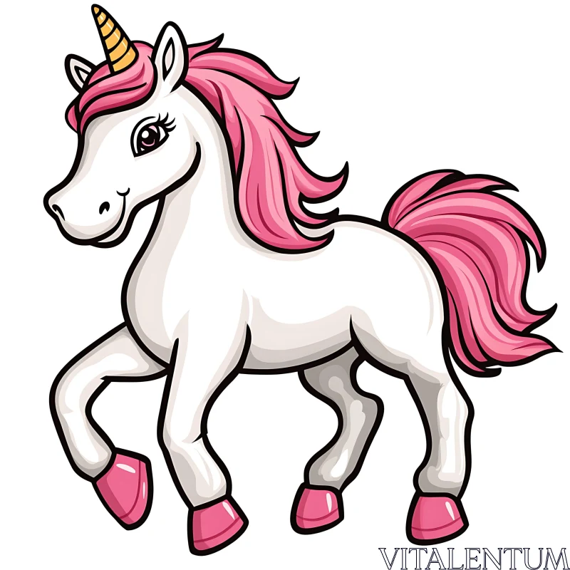 Pink Mane Unicorn Cartoon