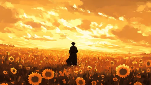 Figure in a Sunflower Field