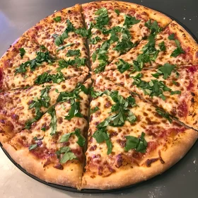 Cheese Pizza with Fresh Basil Toppings