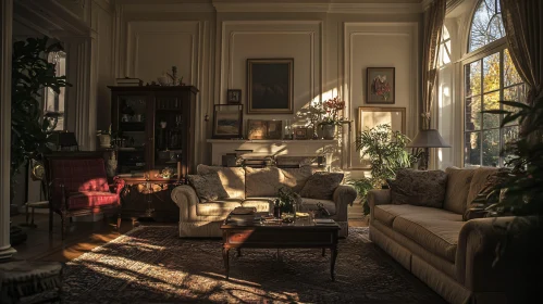 Warm Sunlight in Elegant Interior