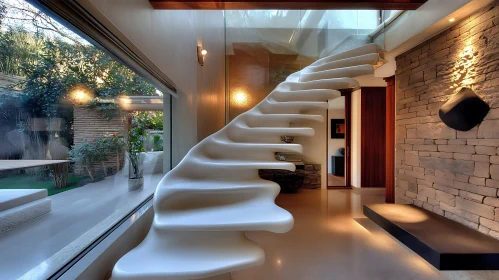 Elegant White Staircase in Contemporary Interior