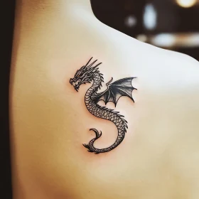 Intricate Dragon Tattoo in Black Ink
