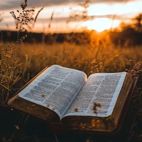 Sunset Reading in Meadow