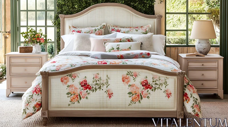 Bedroom with Floral Bedding