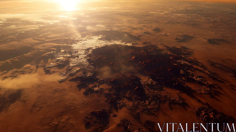 Aerial View of Mountains at Sunrise