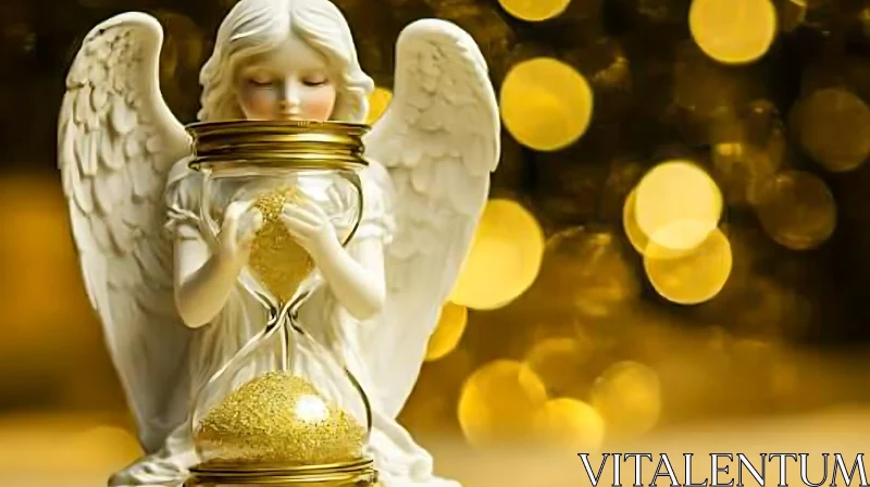 Timeless Angel with Golden Hourglass AI Image