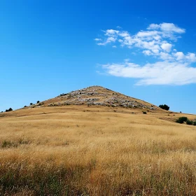 Scenic Landscape of Field and Hilltop View