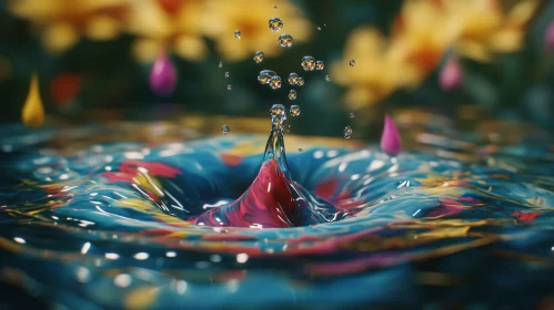 Colorful Liquid Splash with Water Droplet