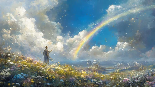 Painted Rainbow Landscape Scene