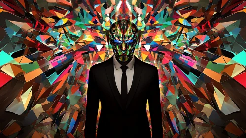 Abstract Man in Suit with Mask