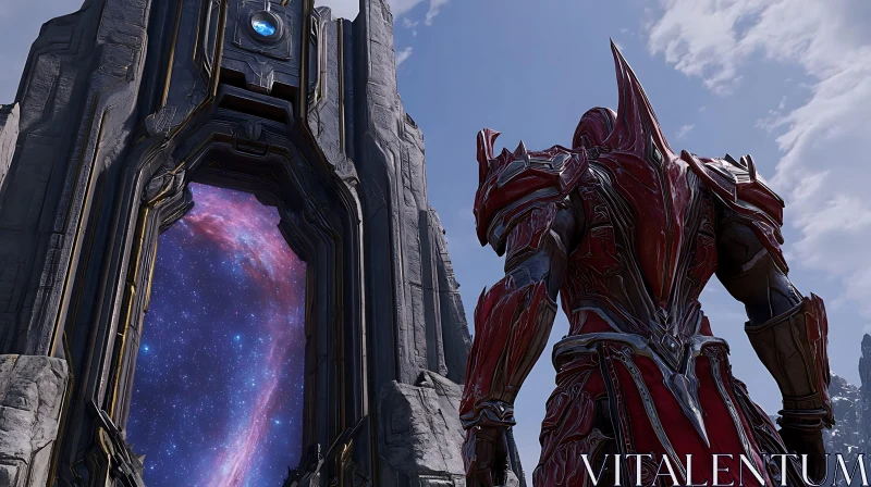 Red Armored Warrior at the Gate