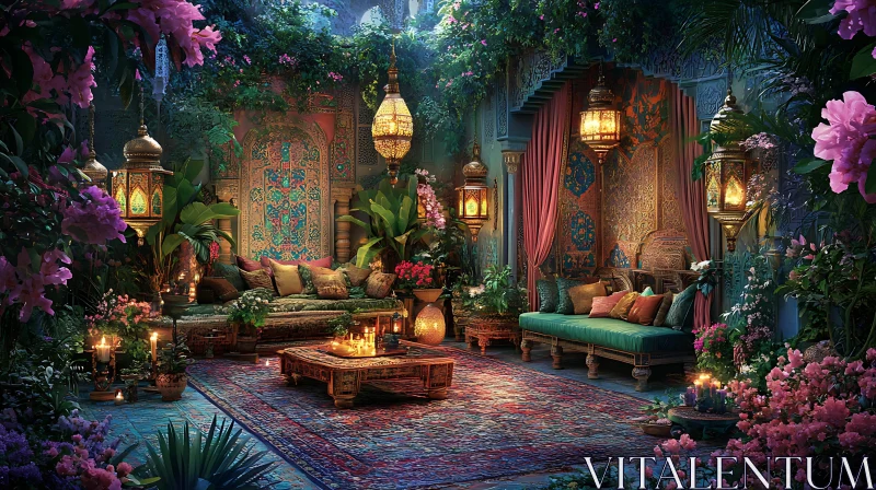 Cozy Moroccan Style Interior with Lush Greenery