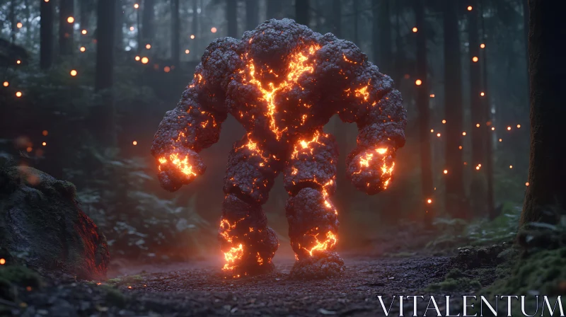 Stone Creature with Fire Power