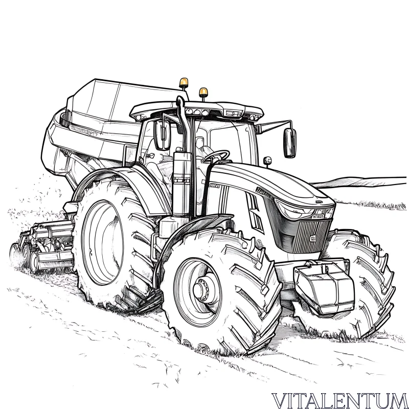 Monochrome Tractor Illustration