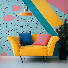 Modern Interior with Geometric Wall