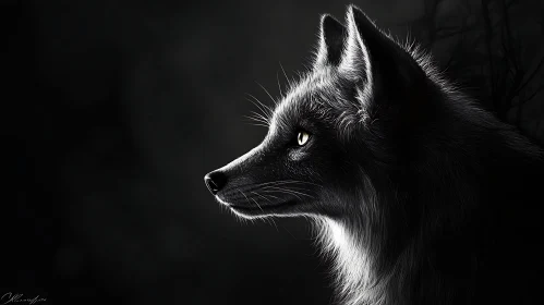 Monochrome Fox Wildlife Art