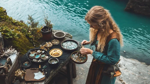 Lakeside Jewelry Crafting Scene