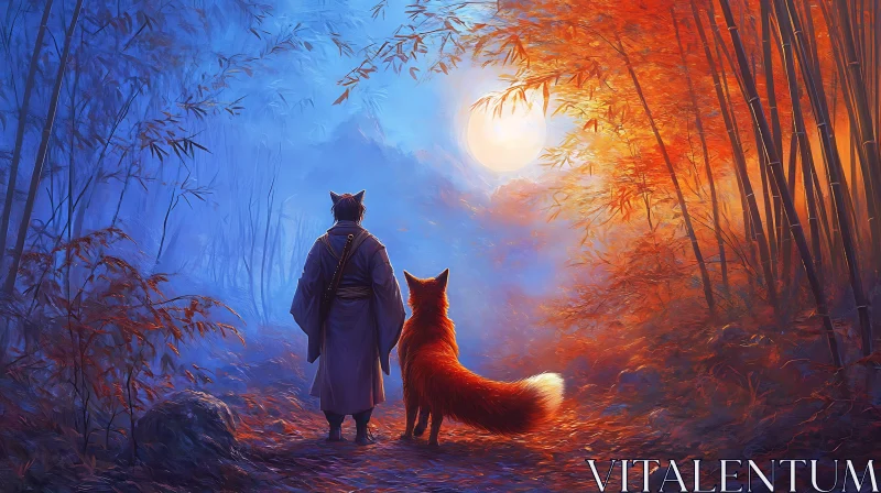 Fox and Man Journey Digital Art