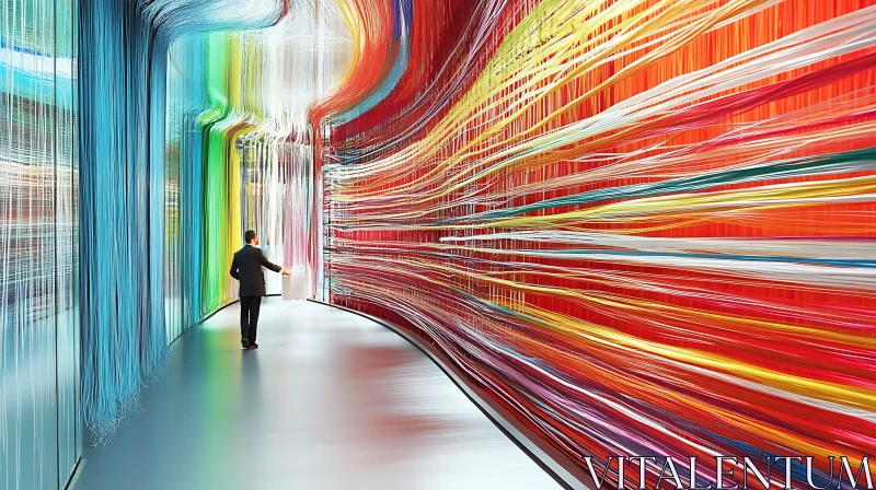 Abstract Color Lines Hallway Art