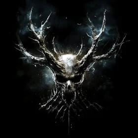 Dark Skull with Antlers Illustration