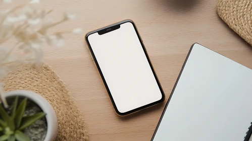 Phone and Notebook on Desk