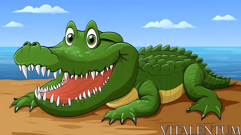 Smiling Alligator Cartoon Illustration