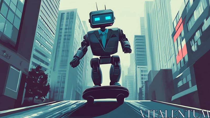 Skateboarding Robot in Urban Setting