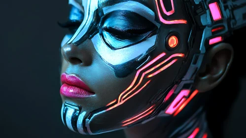 Intricate Cyborg Makeup Art