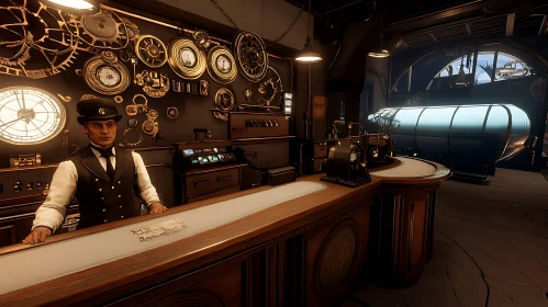 Retro Steampunk Bar Scene