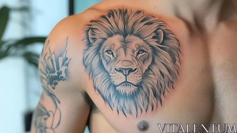 Intricate Lion Tattoo Artwork AI Image