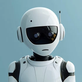 Futuristic Humanoid Robot with Expressive Face