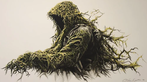 Camouflaged Soldier in Shadows