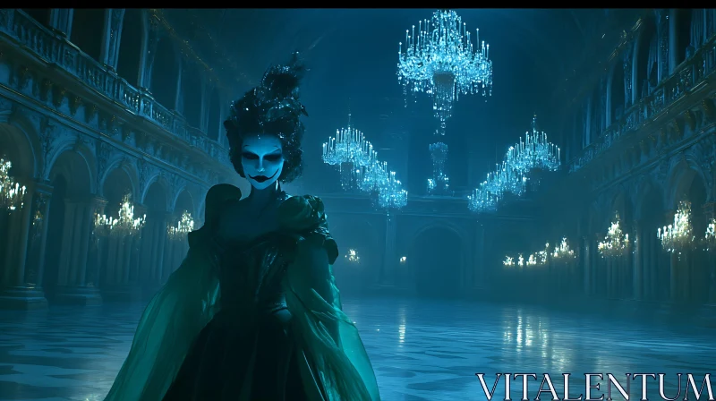 Masked Woman in Grand Ballroom