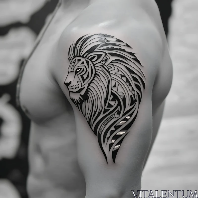 Intricate Lion Tribal Tattoo