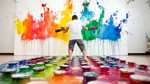 Abstract Art: Person Painting with Color