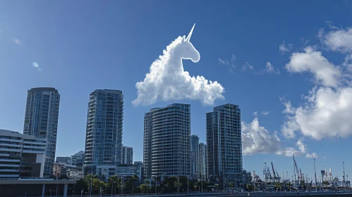 Cloudy Unicorn Above Buildings