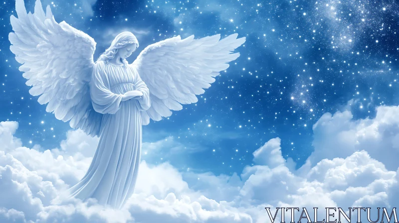 Winged Angel Among Clouds