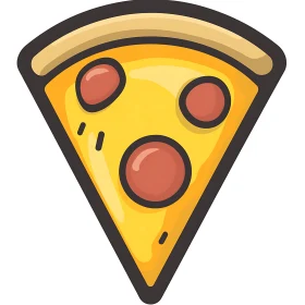 Pepperoni Pizza Slice in Cartoon Style